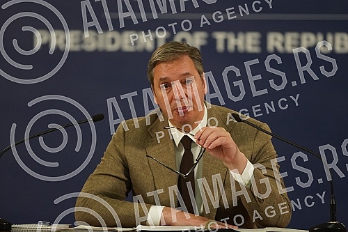 Address by the President of the Republic of Serbia, Aleksandar Vucic, to the public in the building of the General Secretariat of the President of the Republic.Obracanje predsednika Republike Srbije Aleksandra Vucica  javnosti u zgradi Generalnog s