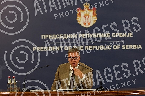 Address by the President of the Republic of Serbia, Aleksandar Vucic, to the public in the building of the General Secretariat of the President of the Republic.Obracanje predsednika Republike Srbije Aleksandra Vucica  javnosti u zgradi Generalnog s