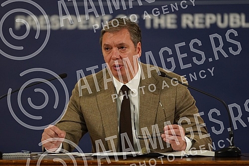 Address by the President of the Republic of Serbia, Aleksandar Vucic, to the public in the building of the General Secretariat of the President of the Republic.Obracanje predsednika Republike Srbije Aleksandra Vucica  javnosti u zgradi Generalnog s