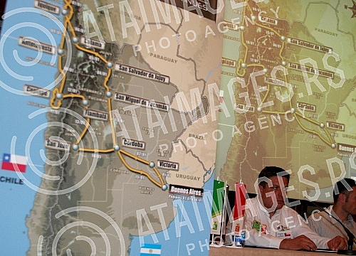 Konferencija za medije Gabora Sagmajstera u beogradskom hotelu Hyatt Regency Belgrade povodom prve zvanicne konkferencije za medije na kojoj je predstavljen plan narednog Dakar Relija (Dakar relly)