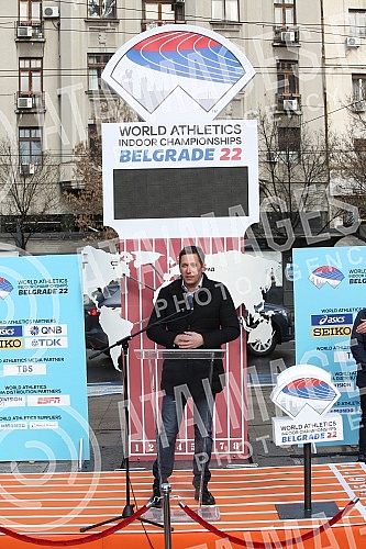 A clock called WORLD ON THE TRACK was unveiled in front of the Hotel Moskva in the center of Belgrade, which will count down a year until the start of the World Athletics Championships in the Belgrade22 hall.Ispred Hotela Moskva u centru Beograda o