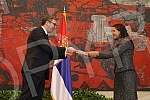 The President of the Republic of Serbia, Aleksandar Vucic, received letters of credence from the new Ambassador of the Kingdom of Sweden, Annika Ben David.Predsednik Republike Srbije Aleksandar Vucic primio je akreditivna pisma nove ambasadorke Kra
