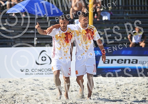 Euro Beach Soccer Cup 2016 match between Serbia and Spain. Utakmica Evropskog kupa u fudbalu na pesku izmedju Srbije i Spanije.