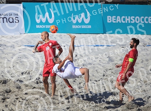 Euro Beach Soccer Cup 2016 match between Serbia and Spain. Utakmica Evropskog kupa u fudbalu na pesku izmedju Srbije i Spanije.