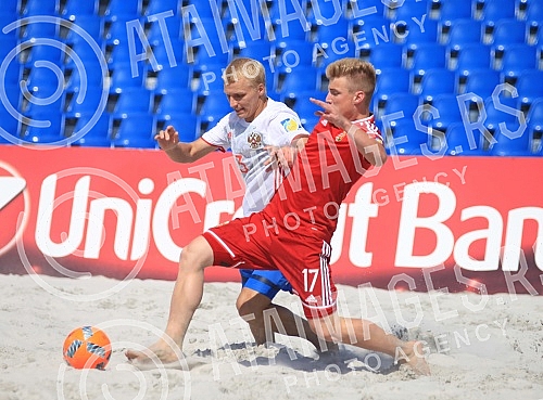 Euro Beach Soccer Cup 2016 match between Russia and Hungary. Utakmica Evropskog kupa u fudbalu na pesku izmedju Rusije i Madjarske.