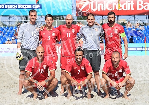 Euro Beach Soccer Cup 2016 match between Serbia and Spain. Utakmica Evropskog kupa u fudbalu na pesku izmedju Srbije i Spanije.