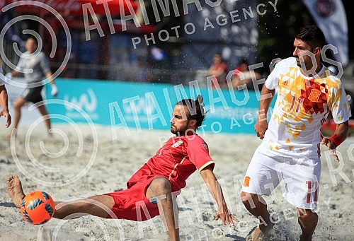 Euro Beach Soccer Cup 2016 match between Serbia and Spain. Utakmica Evropskog kupa u fudbalu na pesku izmedju Srbije i Spanije.
