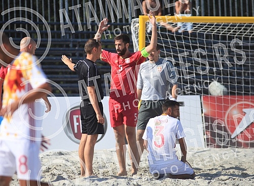Euro Beach Soccer Cup 2016 match between Serbia and Spain. Utakmica Evropskog kupa u fudbalu na pesku izmedju Srbije i Spanije.