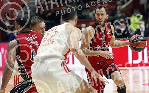 The match of the 24th round of the Turkish Airlines Euroleague between KK Crvena zvezda mts and KK AX Armani Exchange Milan was played in the Aleksandar Nikolic Hall.Utakmica 24. kola Turkish Airlines Evrolige izmedju KK Crvena zvezda mts i KK Arma