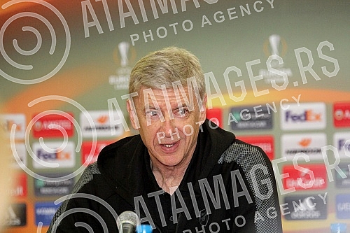 Press conference of Arsene Wenger - coach of FC Arsenal before the game in Group H Europa League FK Crvena zvezda vs FC Arsenal. Pres konferencija Arsena Vengera pred utakmicu Grupe H UEFA Evropa Liga izmedju FK Crvena zvezda i FC Arsenal.