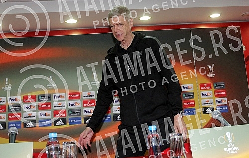 Press conference of Arsene Wenger - coach of FC Arsenal before the game in Group H Europa League FK Crvena zvezda vs FC Arsenal. Pres konferencija Arsena Vengera pred utakmicu Grupe H UEFA Evropa Liga izmedju FK Crvena zvezda i FC Arsenal.