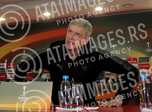Press conference of Arsene Wenger - coach of FC Arsenal before the game in Group H Europa League FK Crvena zvezda vs FC Arsenal. Pres konferencija Arsena Vengera pred utakmicu Grupe H UEFA Evropa Liga izmedju FK Crvena zvezda i FC Arsenal.