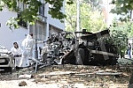 Burned jeep of Jovica Aleksic's boyfriend of tv host Dusica Jakovljevic.Spaljeni dzip Jovice Aleksica decka Dusice Jakovljevic.
