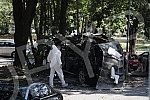 Burned jeep of Jovica Aleksic's boyfriend of tv host Dusica Jakovljevic.Spaljeni dzip Jovice Aleksica decka Dusice Jakovljevic.