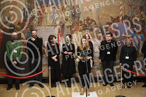 On the occasion of marking the Statehood Day of the Republic of Serbia, the National Museum, after extensive conservation and restoration works, today solemnly presented the monumental work of Paje Jovanovic, Coronation of Emperor Dusan, also known a