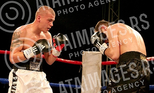 Pinki boxing night. Welter: Stefan Stevanovic (Serbia) vs Karlo Tabaghua (Sweden) Bout for IBF Youth welter title.Vece profi boksa u Pinkiju, Velter kategorija: Stefan Stevanovic (Srbija) - Karlo Tabaghua (Svedska). 