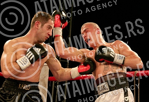 Pinki boxing night. Welter: Stefan Stevanovic (Serbia) vs Karlo Tabaghua (Sweden) Bout for IBF Youth welter title.Vece profi boksa u Pinkiju, Velter kategorija: Stefan Stevanovic (Srbija) - Karlo Tabaghua (Svedska). 