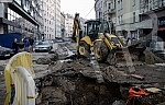 Water pipe broke in the center of Belgrade in Obilicev venac.Vodovodna cev pukla u centru Beograda na Obilicevom vencu