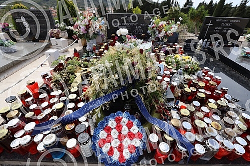 The grave of Oliver Dragojevic in the cemetery of St. Roka in Vela Luka, on Korcula.Grob Olivera Dragojevica na groblju sv. Roka u Veloj Luci, na Korculi