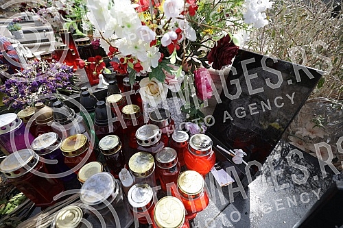 The grave of Oliver Dragojevic in the cemetery of St. Roka in Vela Luka, on Korcula.Grob Olivera Dragojevica na groblju sv. Roka u Veloj Luci, na Korculi