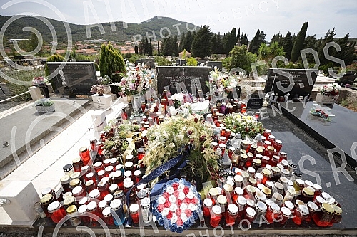 The grave of Oliver Dragojevic in the cemetery of St. Roka in Vela Luka, on Korcula.Grob Olivera Dragojevica na groblju sv. Roka u Veloj Luci, na Korculi