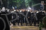 Police corrodon in Njegoseva Street, where Partizan fans gathered to prevent the 