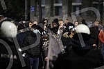 Police corrodon in Njegoseva Street, where Partizan fans gathered to prevent the 
