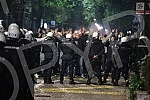 Police corrodon in Njegoseva Street, where Partizan fans gathered to prevent the 