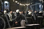 Police corrodon in Njegoseva Street, where Partizan fans gathered to prevent the 