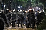 Police corrodon in Njegoseva Street, where Partizan fans gathered to prevent the 