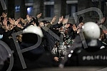 Police corrodon in Njegoseva Street, where Partizan fans gathered to prevent the 