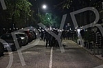 Police corrodon in Njegoseva Street, where Partizan fans gathered to prevent the 