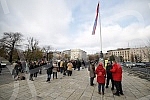 Specific press conference, more precisely gathering and protest of the Assembly of Free Serbia in front of the National Assembly where the session is taking place, on the occasion of the Proposal on Amendments to the Law on Expropriation.Specificna