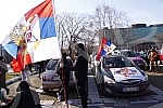 Driving a car called Z to win from the Sava Center to the Church of the Holy Trinity, next to the Church of St. Mark in support of Russia.Voznja automobilima pod nazivom Z za pobedu od Sava centra do hrama Svete Trojice, pored Crkve Svetog Marka u 