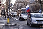 Driving a car called Z to win from the Sava Center to the Church of the Holy Trinity, next to the Church of St. Mark in support of Russia.Voznja automobilima pod nazivom Z za pobedu od Sava centra do hrama Svete Trojice, pored Crkve Svetog Marka u 