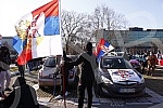 Driving a car called Z to win from the Sava Center to the Church of the Holy Trinity, next to the Church of St. Mark in support of Russia.Voznja automobilima pod nazivom Z za pobedu od Sava centra do hrama Svete Trojice, pored Crkve Svetog Marka u 