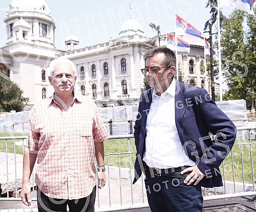 In front of the House of the National Assembly, a press conference of the President of the Movement for Change, Janko Veselinovic, on the occasion of the parliamentary elections and two years since the boycott of the previous elections.Ispred Doma 
