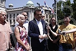 In front of the House of the National Assembly, a press conference of the President of the Movement for Change, Janko Veselinovic, on the occasion of the parliamentary elections and two years since the boycott of the previous elections.Ispred Doma 