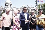 In front of the House of the National Assembly, a press conference of the President of the Movement for Change, Janko Veselinovic, on the occasion of the parliamentary elections and two years since the boycott of the previous elections.Ispred Doma 