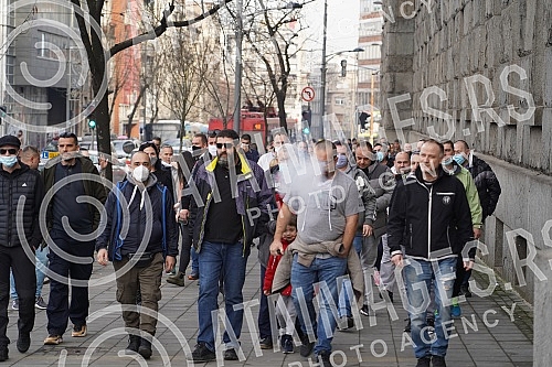 Protest of Post workers organized by the Independent trade union of post workers in front of the Main post office in Belgrade.Protest radnika Poste u organizaciji Samostalnog sindikata postanskih radnika ispred Glavne poste u Beogradu.
