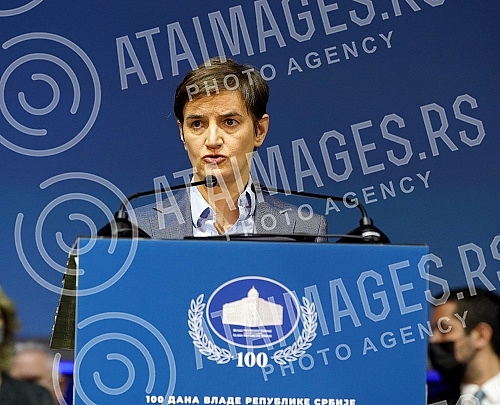 The Prime Minister of the Republic of Serbia, Ana Brnabic, presented the results of the work in the first 100 days of the government in Kombank Hall, and all members of the Government of the Republic of Serbia attended the presentation of the results