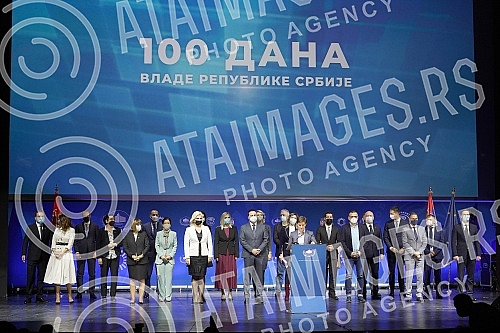 The Prime Minister of the Republic of Serbia, Ana Brnabic, presented the results of the work in the first 100 days of the government in Kombank Hall, and all members of the Government of the Republic of Serbia attended the presentation of the results