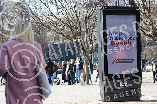 Pre-election billboards of the Serbian Progressive Party and Aleksandar Vucic with the slogan 