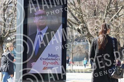 Pre-election billboards of the Serbian Progressive Party and Aleksandar Vucic with the slogan 