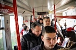 Red Star players have organized clubs with fans prior to the continuation of the Super League season - a tram ride through Belgrade.Fudbaleri Crvene zvezde organizovali su druzenje sa navijacima pred nastavak sezone u Superligi - voznjom tramvajem p