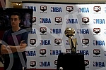 Champion trophy for the NBA was exposed at the mall - Delta City. The cup is named after Larry O'Brien.Pehar namenjen sampionu NBA lige bio je izlozen u Trznom centru - Delta siti. Pehar nosi ime Lerija OBrajena.