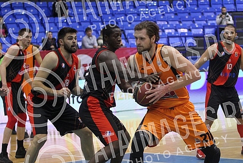 Match of the 10 rounds of the ABA League 2 played in the Ranko Zeravica hall between KK Dynamic and KK Zrinjski (Mostar).Utakmica 10 kola ABA lige 2 odigrana u hali Ranko Zeravica izmedju KK Dynamic i KK Zrinjski (Mostar). 