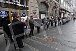 Women in black organized a stand in black and silence in Knez Mihailova street, in front of the Russian tsar, from 3.48 pm, on the occasion of the 28th anniversary of the crime in Strpci.Zene u crnom organizovale su stajanje u crnini i cutanje u Kn