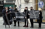 Women in black organized a stand in black and silence in Knez Mihailova street, in front of the Russian tsar, from 3.48 pm, on the occasion of the 28th anniversary of the crime in Strpci.Zene u crnom organizovale su stajanje u crnini i cutanje u Kn
