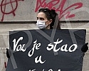 Women in black organized a stand in black and silence in Knez Mihailova street, in front of the Russian tsar, from 3.48 pm, on the occasion of the 28th anniversary of the crime in Strpci.Zene u crnom organizovale su stajanje u crnini i cutanje u Kn